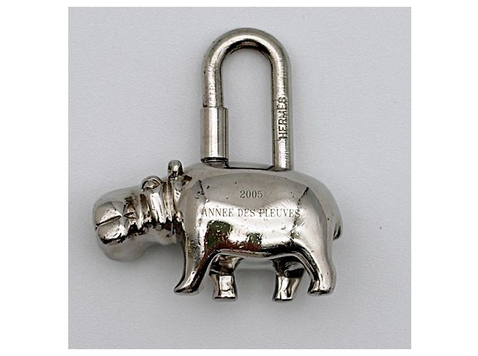 Hermès Hermes Cadena Charm Hippopotamus Metal Silver Padlock 2005 Limited Edition - vista 7