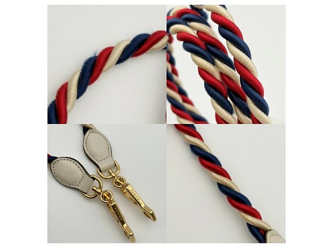 Sac à main Gucci Sylvie Cuir Toile Bleu Marine Rouge Blanc - vue 9
