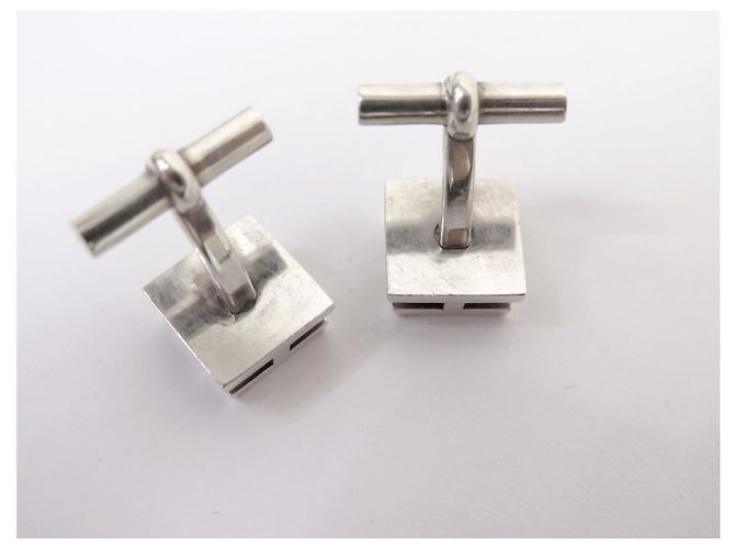 Hermès GEMELLI VINTAGE HERMES MOTIVO H RFL IN ARGENTO 925 16.6G CUFFLINKS - vista 12