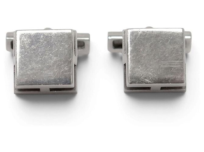 Hermès GEMELLI VINTAGE HERMES MOTIVO H RFL IN ARGENTO 925 16.6G CUFFLINKS - vista 2