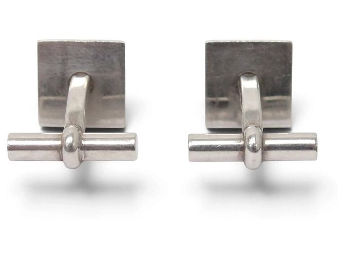 Hermès GEMELLI VINTAGE HERMES MOTIVO H RFL IN ARGENTO 925 16.6G CUFFLINKS - vista 5