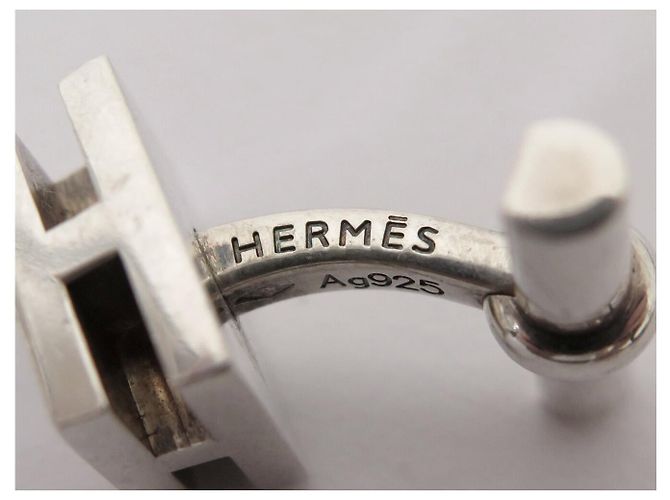 Hermès GEMELLI VINTAGE HERMES MOTIVO H RFL IN ARGENTO 925 16.6G CUFFLINKS - vista 7
