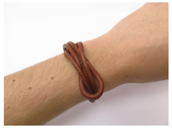 Hermès BRACCIALE HERMES ATAME PELLE ACCIAIO PALLADIATO NODO MARRIN PLAT + SCATOLA BANGLE - vista 5