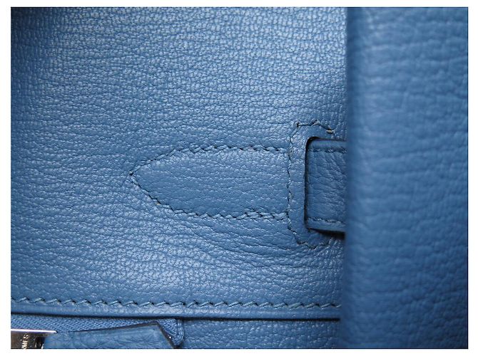 Hermès BORSA A MANO HERMES BIRKIN 35 NUOVA PELLE TAURILLON CLEMENCE BLU & TWILLY - vista 17