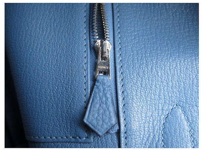 Hermès BORSA A MANO HERMES BIRKIN 35 NUOVA PELLE TAURILLON CLEMENCE BLU & TWILLY - vista 18