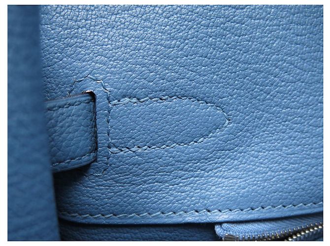 Hermès BORSA A MANO HERMES BIRKIN 35 NUOVA PELLE TAURILLON CLEMENCE BLU & TWILLY - vista 19