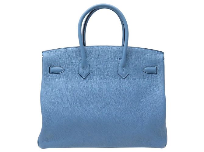 Hermès BORSA A MANO HERMES BIRKIN 35 NUOVA PELLE TAURILLON CLEMENCE BLU & TWILLY - vista 2