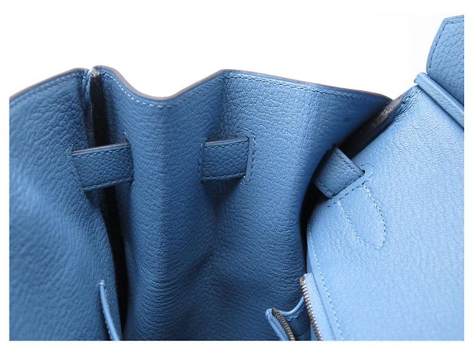 Hermès BORSA A MANO HERMES BIRKIN 35 NUOVA PELLE TAURILLON CLEMENCE BLU & TWILLY - vista 22