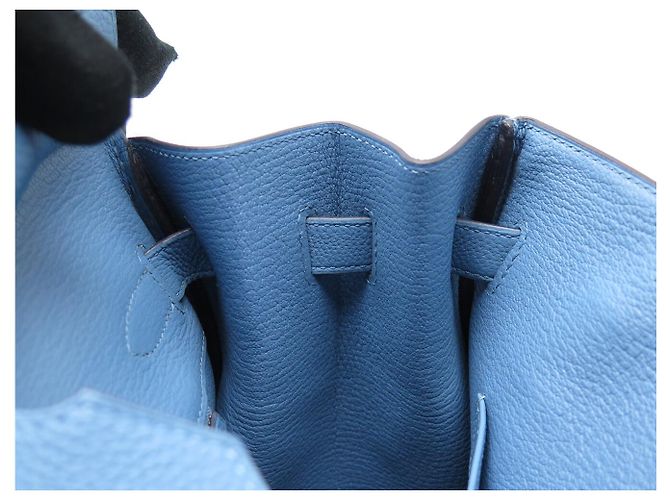 Hermès BORSA A MANO HERMES BIRKIN 35 NUOVA PELLE TAURILLON CLEMENCE BLU & TWILLY - vista 23
