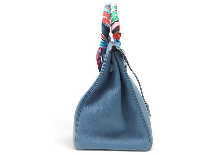Hermès BORSA A MANO HERMES BIRKIN 35 NUOVA PELLE TAURILLON CLEMENCE BLU & TWILLY - vista 3
