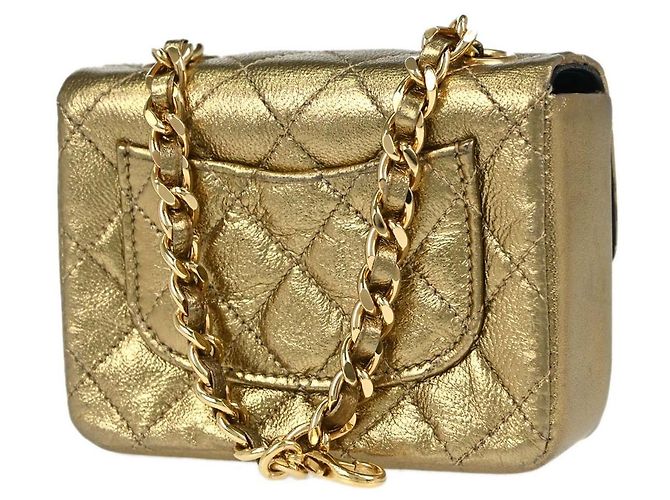 Charm per borsa Chanel Vintage Flap in pelle d'agnello matelassé Micro - vista 2