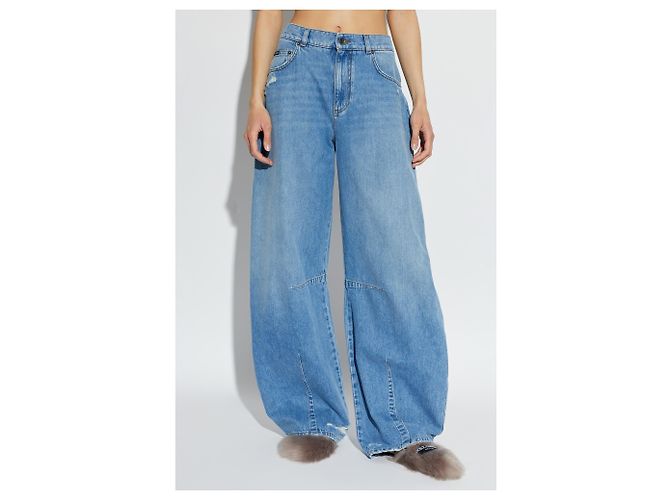 Dolce & Gabbana Jeans wide-leg blu cotone - vista 2