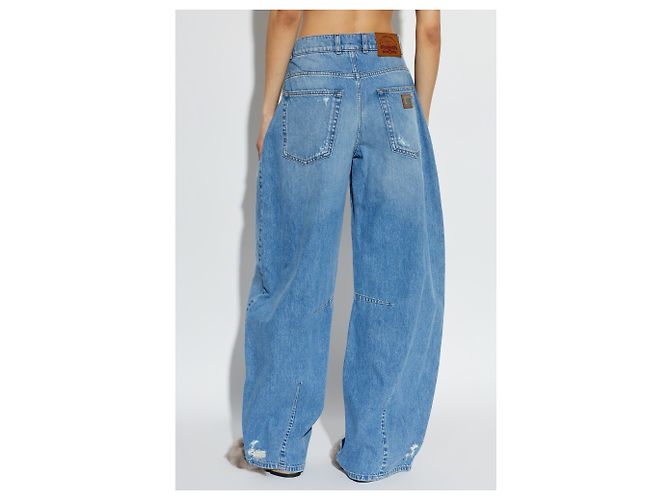 Dolce & Gabbana Jeans wide-leg blu cotone - vista 3