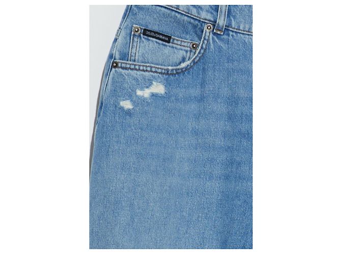 Dolce & Gabbana Jeans wide-leg blu cotone - vista 4