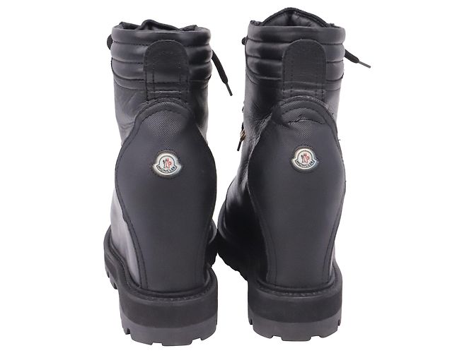 Moncler Lace-up Wedge Boots in Black Leather - view 5