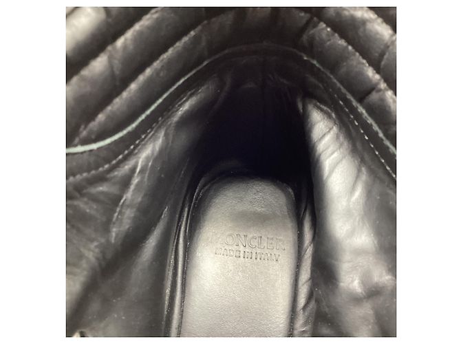 Moncler Lace-up Wedge Boots in Black Leather - view 7