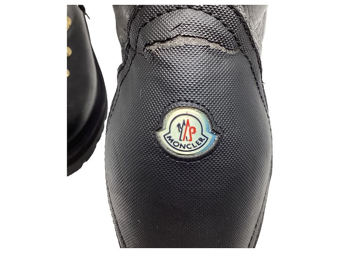 Moncler Lace-up Wedge Boots in Black Leather - view 8