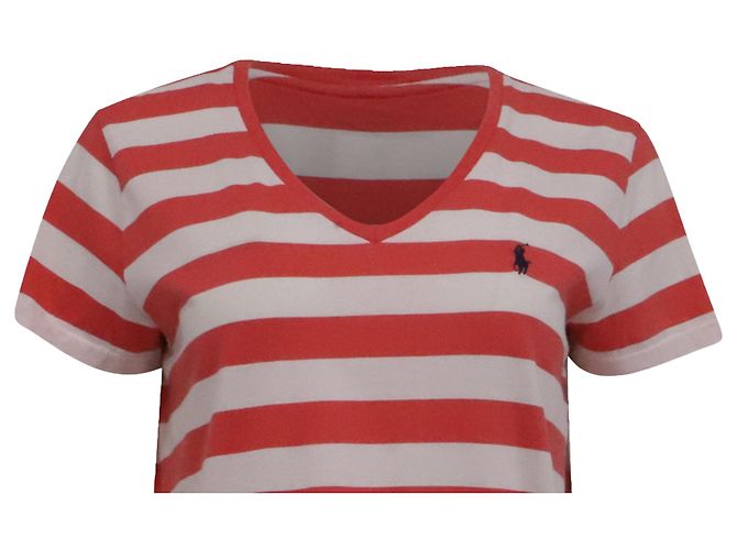 T-shirt a V a righe Ralph Lauren in cotone multicolore - vista 2