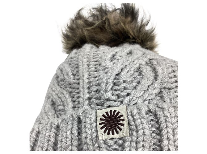 UGG Pom-Pom Strickmütze aus grauer Wolle - Ansicht 10