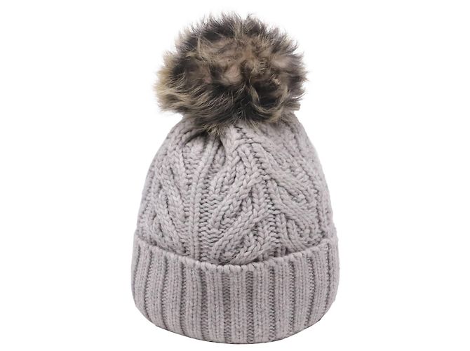 UGG Pom-Pom Strickmütze aus grauer Wolle - Ansicht 3