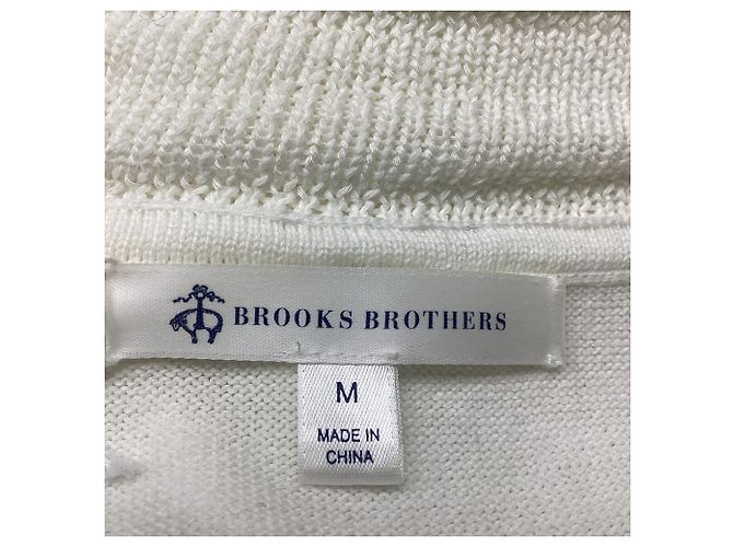 Autre Marque Brooks Brothers V-Ausschnitt Pullover aus weißer Baumwolle - Ansicht 7