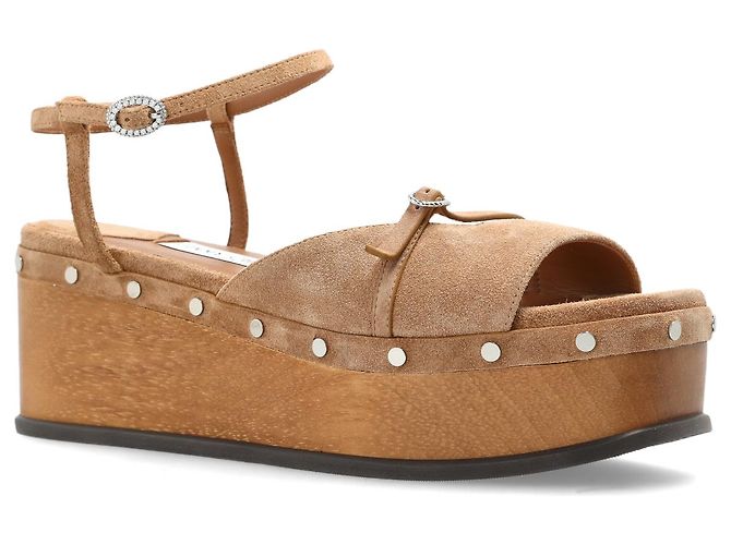 Sandali con plateau Jimmy Choo beige in pelle - vista 3