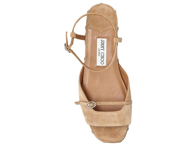 Sandali con plateau Jimmy Choo beige in pelle - vista 5