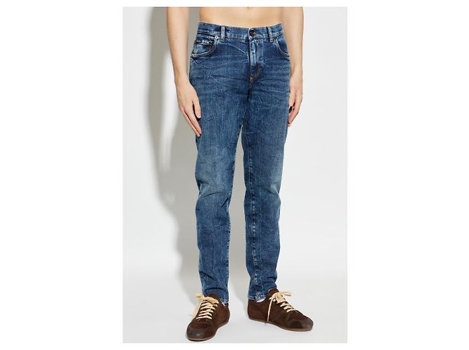 Jeans Slim Carrot Blu in Denim Dolce & Gabbana - vista 2