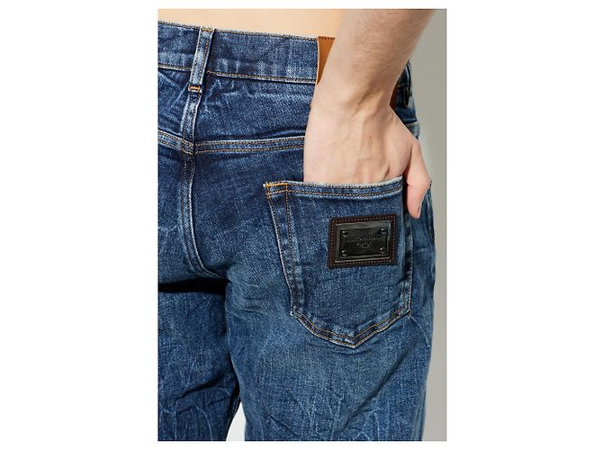Jeans Slim Carrot Blu in Denim Dolce & Gabbana - vista 4