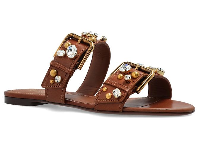 Dolce & Gabbana Leather slides with shimmering embellishments - view 3