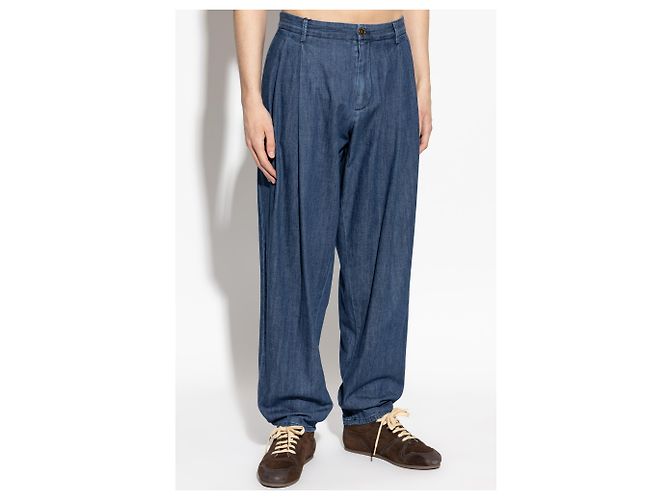 Jeans in cotone blu con pieghe Dolce & Gabbana - vista 2