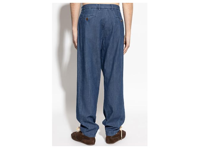 Jeans in cotone blu con pieghe Dolce & Gabbana - vista 3