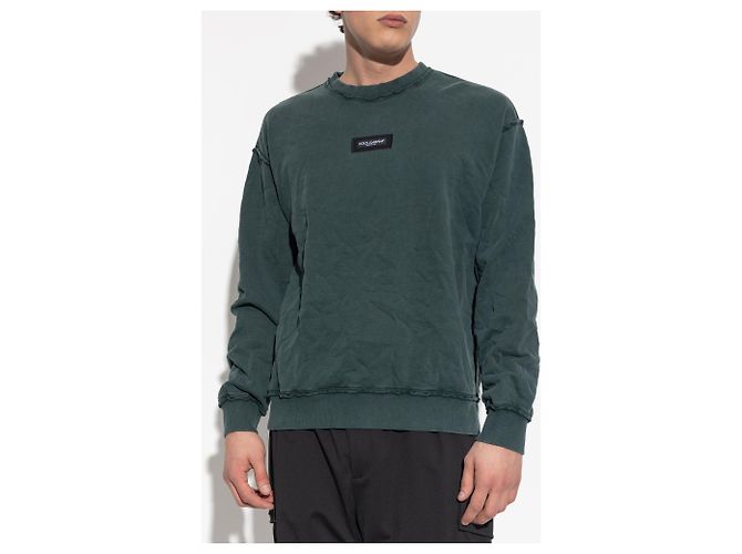 Felpa Dolce & Gabbana Logo Verde in Cotone - vista 2