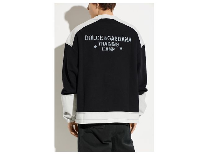 Felpa Dolce & Gabbana DG84 Athletic Logo Nera in Cotone - vista 3