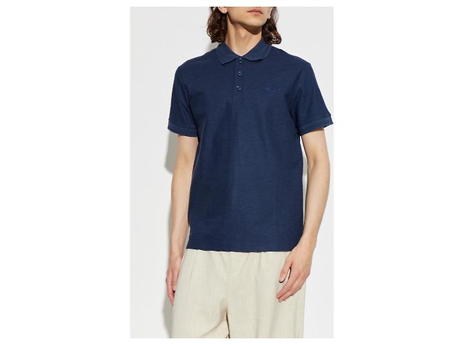 Polo Burberry Eddie Blu in Cotone Piqué - vista 3