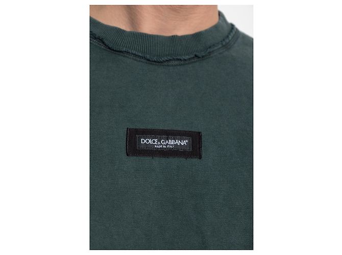 Felpa Dolce & Gabbana Logo Verde in Cotone - vista 4