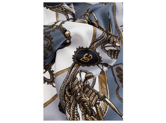 Dolce & Gabbana Silk Scarf Blue Nautical Pattern - view 2