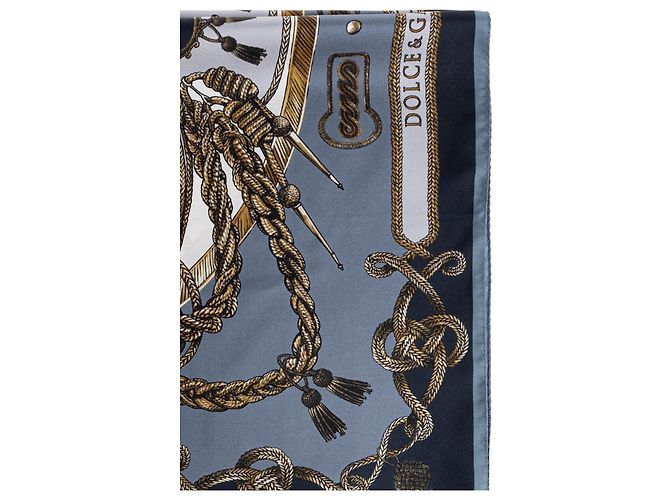 Dolce & Gabbana Silk Scarf Blue Nautical Pattern - view 3
