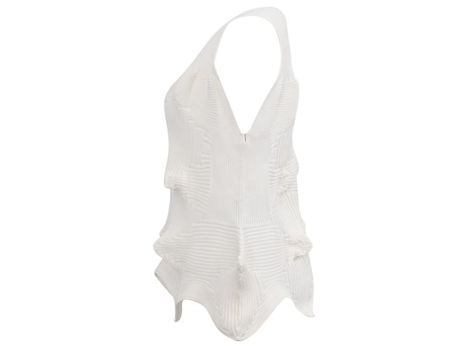 Issey Miyake ärmelloses Stricktop aus weißem Polyester - Ansicht 2