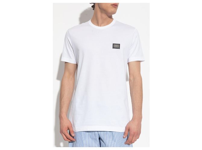 T-shirt Logo Dolce & Gabbana bianca in cotone - vista 2