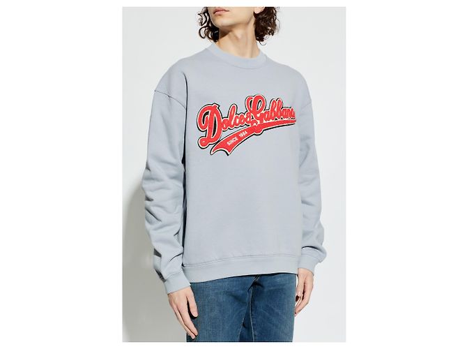 Felpa Dolce & Gabbana con logo grigia in cotone - vista 2