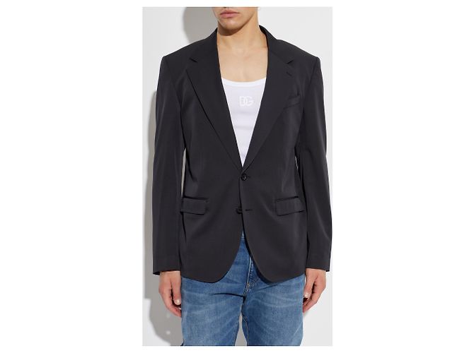 Blazer doppiopetto in lana nera Dolce & Gabbana - vista 2