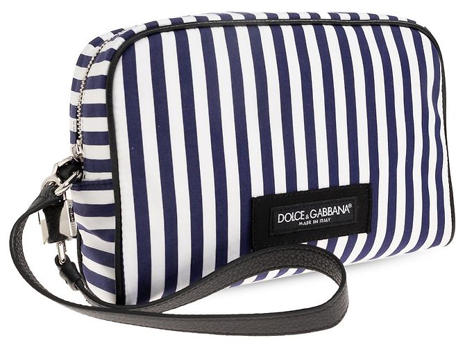 Sac Dolce & Gabbana en coton bleu à rayures avec écusson logo - vue 3