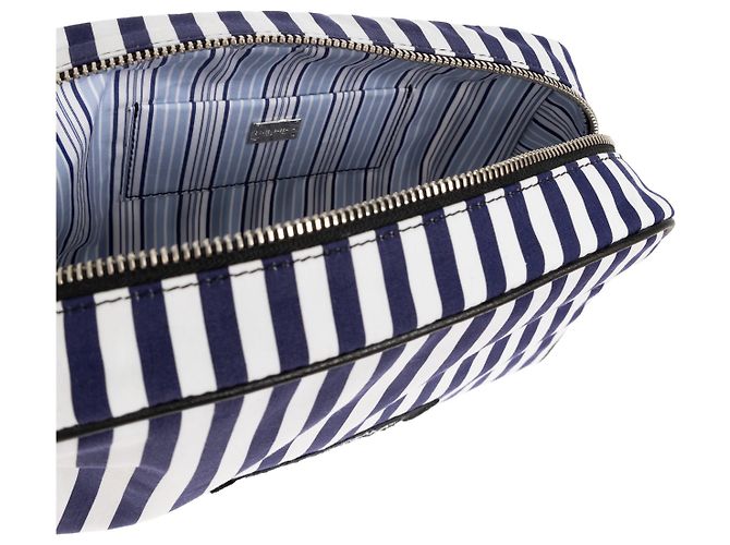 Sac Dolce & Gabbana en coton bleu à rayures avec écusson logo - vue 4