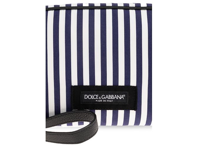 Sac Dolce & Gabbana en coton bleu à rayures avec écusson logo - vue 5