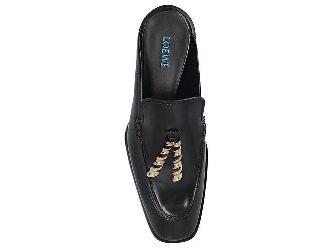 Chinelos Loewe Edge em couro preto - vista 5
