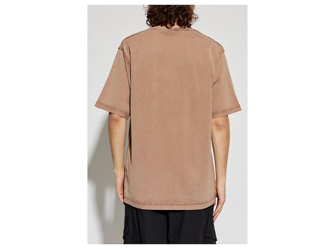 T-shirt Dolce & Gabbana con patch logo in cotone marrone - vista 4