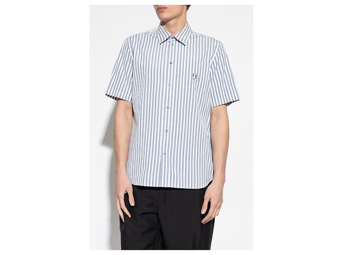Camicia Burberry Robert a righe in cotone grigia - vista 2