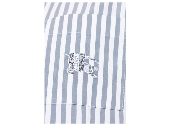 Camicia Burberry Robert a righe in cotone grigia - vista 4