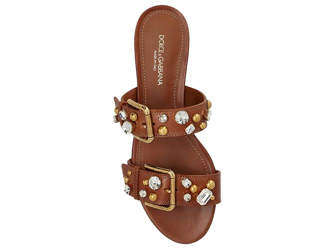Dolce & Gabbana Leder-Slides mit schimmernden Verzierungen - Ansicht 5